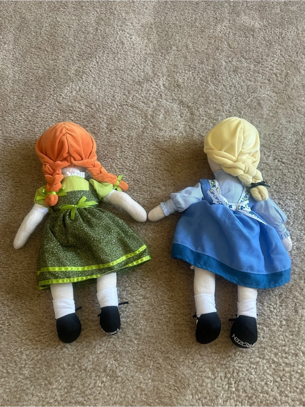 Frozen Plush Rag Doll Set - Green & Blue Dresses